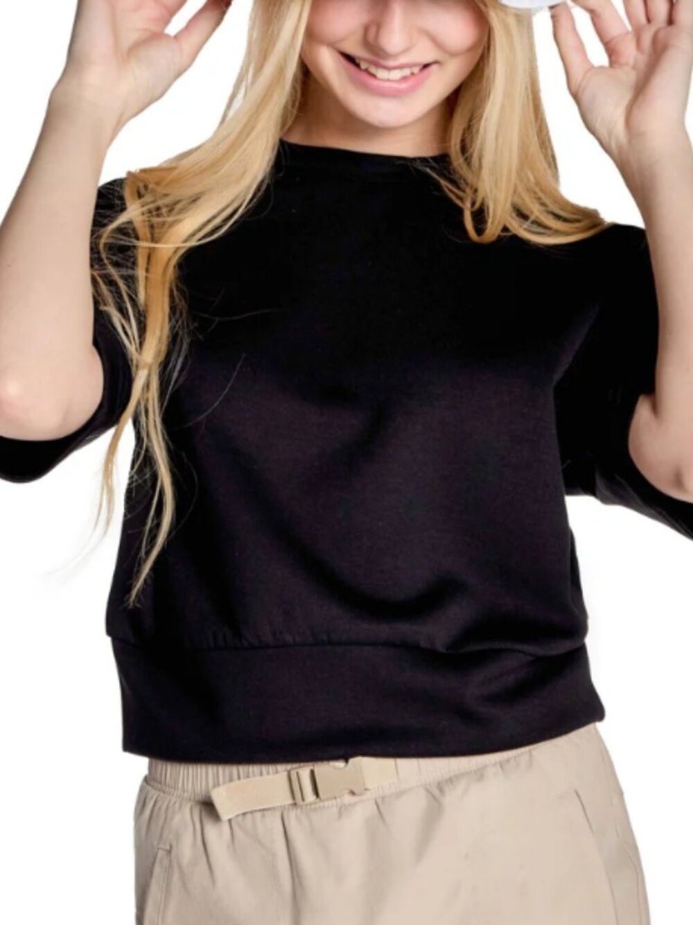 NWT KYODAN Stretch Knit Crew Neck Short Sleeve Top - Picture 3 of 10
